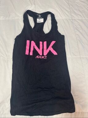 Ink Addict Black Tank with Hot Pink Logo
#117